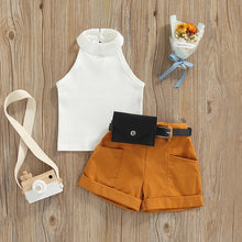 Newborn Toddler Baby's Clothes Girls 3PCS Summer Outfits Sleeveless Halter Tops Shorts Waist Bag Children's Clothing Set