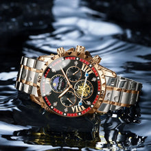 BINBOND Lurury Men's Watches Trend Fashion Original Quartz Watch for Man Flywheel Style Chronograph Waterproof Moon Phase Dress