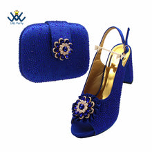2022 Sweet  Special Design Women Crystal Style African Ladies Party Shoes Matching Bag in Magenta Color