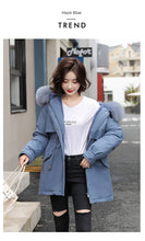Women's Long Fashionable Hooded Winter Fur Collar Jacket