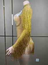 Stage Latin dance cha-cha dance practice suit stretch slim skirt fringe flash small diamond pearl design suit