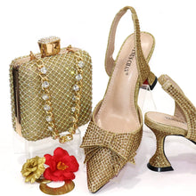 2023 New Arrivals Special Design Purple Color African Women Shoes and Bag Set Pointed Toe Pumps for Wedding Party