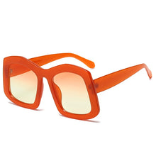 Retro Big Square Gradient Orange Sunglasses For Women New Fashion Luxury Designer Unique Oversized Ladies Sun Glasses Shades