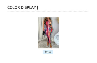 2024 Summer New Women's Round Neck Irregular Colourful Pattern Long Dress Colourful Maxi Dress