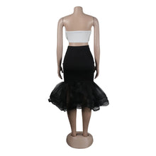 K2825 Sexy Slimming European Style Color Blocking Strapless Bow Mesh Bodycon Skirt Suit Smooths Your Silhouette