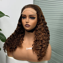 5x5 Lace 300% Density Burmese Deep Curly Hair Wig Ombre Double Drawn Human Hair Wig Transparent Lace Front Wig for Black Women