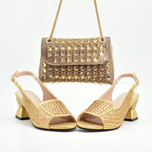 New Fashion Italian Shoe and Bags Matching Set Decorated with Rhinestone Luxury Designer Women Party Pumps Elegant Bridal Shoes