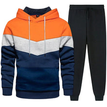 Men's Daily Casual Tricolour Hooded Sweatshirt And Pant