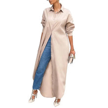 Women Shirt Windproof Shirt Dress Versatile Hem Stylish Autumn Winter Solid Color Shirt Long Dress