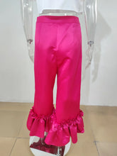 CM.YAYA Women Elegant Ruffles Hem High Waist Loose Wide Leg Flare Pants 2022 Summer Rose Red Black INS Trousers