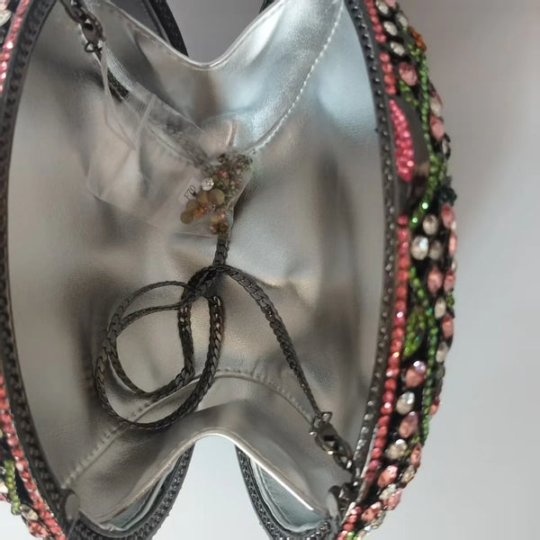 Women's Multicolor Flower Crystals Evening Clutch Purses