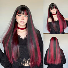 Long Black Green Mix Cospaly Wig Synthetic Hair High Quality Wig for Women Party Daily Use Heat Resistant Straight Natural Wigs