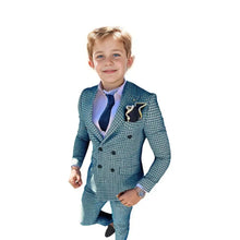 Double Breasted Plaid Formal Suits for Boys 3-16 Years Old Children 2 Pieces Classic Tuxedos Checked Wedding Suits Sets