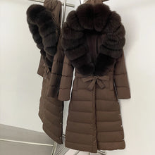 Real Fox Fur Collar Puffer Jacket Duck Down Thuck Coat For Women