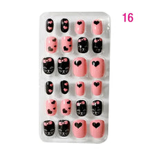 24Pcs/Set Kids Candy Flower Cute Fake Nails Detachable Full Cover False Nails Press On Nails Children Girls Nail Decoration Gift