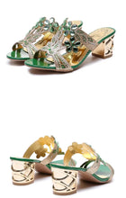 2021 New Hot Glitter Mesh Women Sandals Summer Fashion Outdoor Peep Toe Casual Beach Slippers Thick Heel Slip on Women Sandals