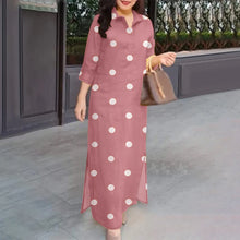 Eleagnt Polka Dot Women Dress Plus Size Summer Sundress 2025 ZANZEA Fashion Lapel Neck 3/4 Sleeve Baggy Work Vestidos Robe Femme