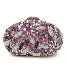 Gold Metal Leaves White Crystals Evening Clutch Bags Luxury Women Wedding Party Purse Ball Handbags Rhinestone Mini heart bag