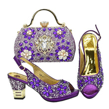 Italian Shoes and Bags Matching Set with Rhinestone Plus Size Shoes Luxury Italian Shoe and Bag Set 2025 Wedding Shoes Bride