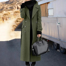 Women's Woollen Double-breasted Mid-calf Long Sleeves Jacket