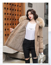Women's Long Fashionable Hooded Winter Fur Collar Jacket