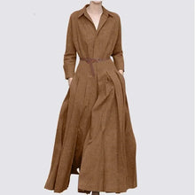 Elegant Shirt Dress for Women Fashion Lapel Temperament Long Dress Spring Autumn New Casual Office Ladies Maxi Dress Modest Robe