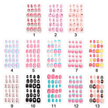 24Pcs/Set Kids Candy Flower Cute Fake Nails Detachable Full Cover False Nails Press On Nails Children Girls Nail Decoration Gift