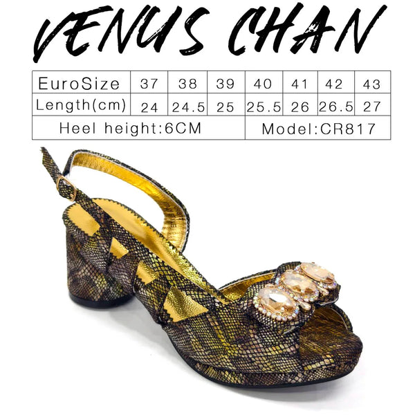 Elegant Heels for Womens Peep Toe Special Material Design Rhinestone Sandals Italian Shoes and Bags Matching Set 2024