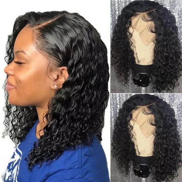 Glueless Loose Water Wave HD Lace Frontal Bob Wigs Human Hair Pre Plucked Short Wavy Curls Wigs For Women Brazilian Wear To Go