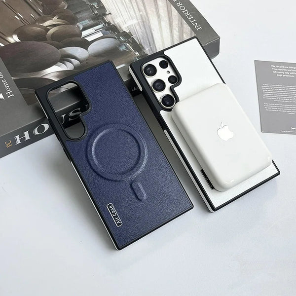 Leather phone case for Samsung S25 S24 S23 S22 S25 Plus S25 Ultra Luxury Magnetic Shockproof Anti-knock cover