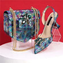 2025 New Yellow Color Thin Heels Pointed Toe Crystal Design Ladies Shoes Matching Bag Set For Women Weeding Party Pump