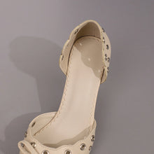 Summer Women Rivet Air Holes High Heel Sandals Commuter Design Pumps Cute Bow Heels Lady Fetish Sweet Wedding Pointy Shoes