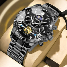 BINBOND Lurury Men's Watches Trend Fashion Original Quartz Watch for Man Flywheel Style Chronograph Waterproof Moon Phase Dress