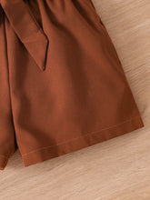 Children's clothing, girls' summer fashion, breathable thin 2-piece set, knitted round neck short sleeved+brown slim fit shorts