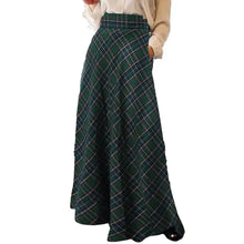 Women High Waist Maxi Skirt A-Line Plaid Print Oversized Women Spring Skirt Floor Length Large Hem Skirt