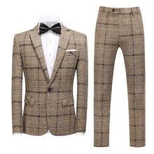 Traje De Hombre Elegante (Blazer+ Vest + Pants) Men's Fashion Business Gentleman Wedding Casual Plaid Cotton Linen British Suit