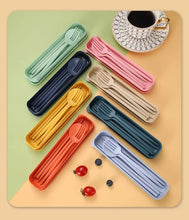 Tableware Spoon Fork Chopsticks Knife Cutlery with Box for Children Adult Travel Portable Wheat Straw Tableware