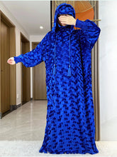 High Quality Velvet Fabric 2025 Ramadan Muslim Lady's Abaya Two-Hats Dubai Turkey Style Islamic Prayer Clothing Kaftan Dress