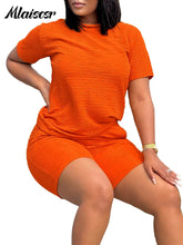 Mlaiscsr Casual Outfits for Women Short Sleeve O-neck T-shirt Tops and Shorts 2 Pieces Summer Sports Tracksuits Matching Sets