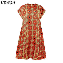Women Party Maxi Long Dress 2024 VONDA Bohemian Sundress Summer Bat-wing Sleeve Printed Dress Casual Loose Robe Fashion Vestidos