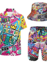 Men's Shirts Shorts Set with Bucket Hats Summer Beach Suit