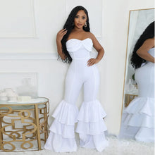 Jumpsuits Strapless Women Sleeveless Sexy Rompers One Piece Overalls Slim Fit Long Pant Ruffles Patchwork Elegant Lady