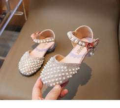 Girls Sandals Fashion Summer New Sequin Princess Shoes Bow Children's Sandals Non-slip Kids Performance Shoes J281