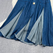 Denim Dress Women Long Dresses Turn Down Collar Sleeveless Party Club Hollow Out Jeans High Waist Slim Single Breasted Vestidos