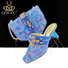 QSGFC Italian Shoes and Bags Matching Set 2024 Women Heel Party for Gold Colour Italian Design Wedding Bigger size shoes