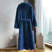 Women's Fashionable Belt Long Thick Warm Faux Fox Fur Jacket