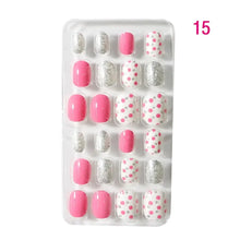 24Pcs/Set Kids Candy Flower Cute Fake Nails Detachable Full Cover False Nails Press On Nails Children Girls Nail Decoration Gift