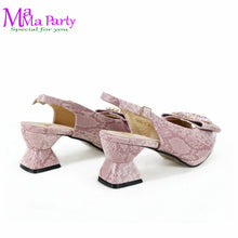 2025 Autumn New Design Specials Italian Women Shoes and Bag Set Comfortable Mid Heels With Rhinestone in Yellow Color
