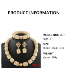 Nigeria Wedding Jewelry Set Imitation Coral Beads Golden Pendant Necklace for Women Resin Material African Bride Accessorise