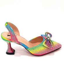 2022 Latest Italian Design African Women's High Heel Pointed Toe Sandals Party Wedding Party Fuchsia Color Shoes and Bags Set